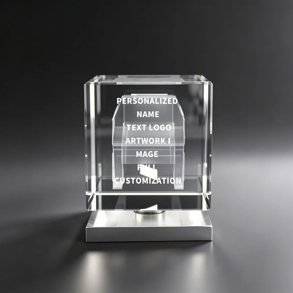 Metal Base 3D-engraved Crystal Trophy high quality