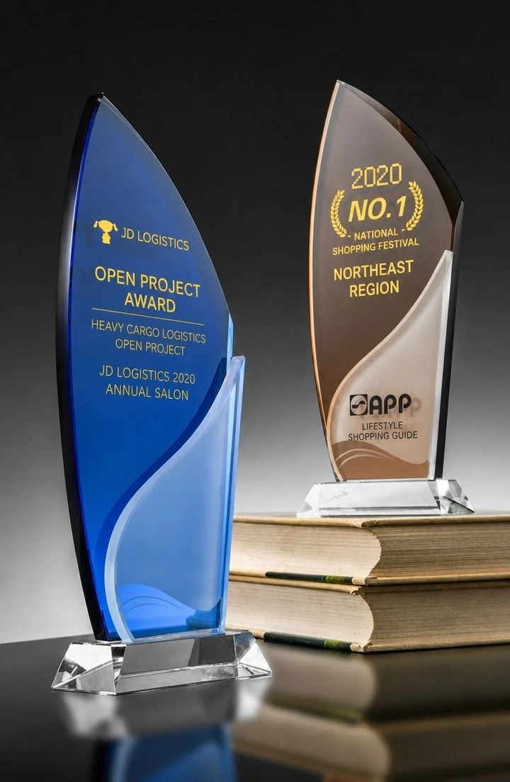 Premium Sea Blue Crystal Sail Corparáideach Trophy